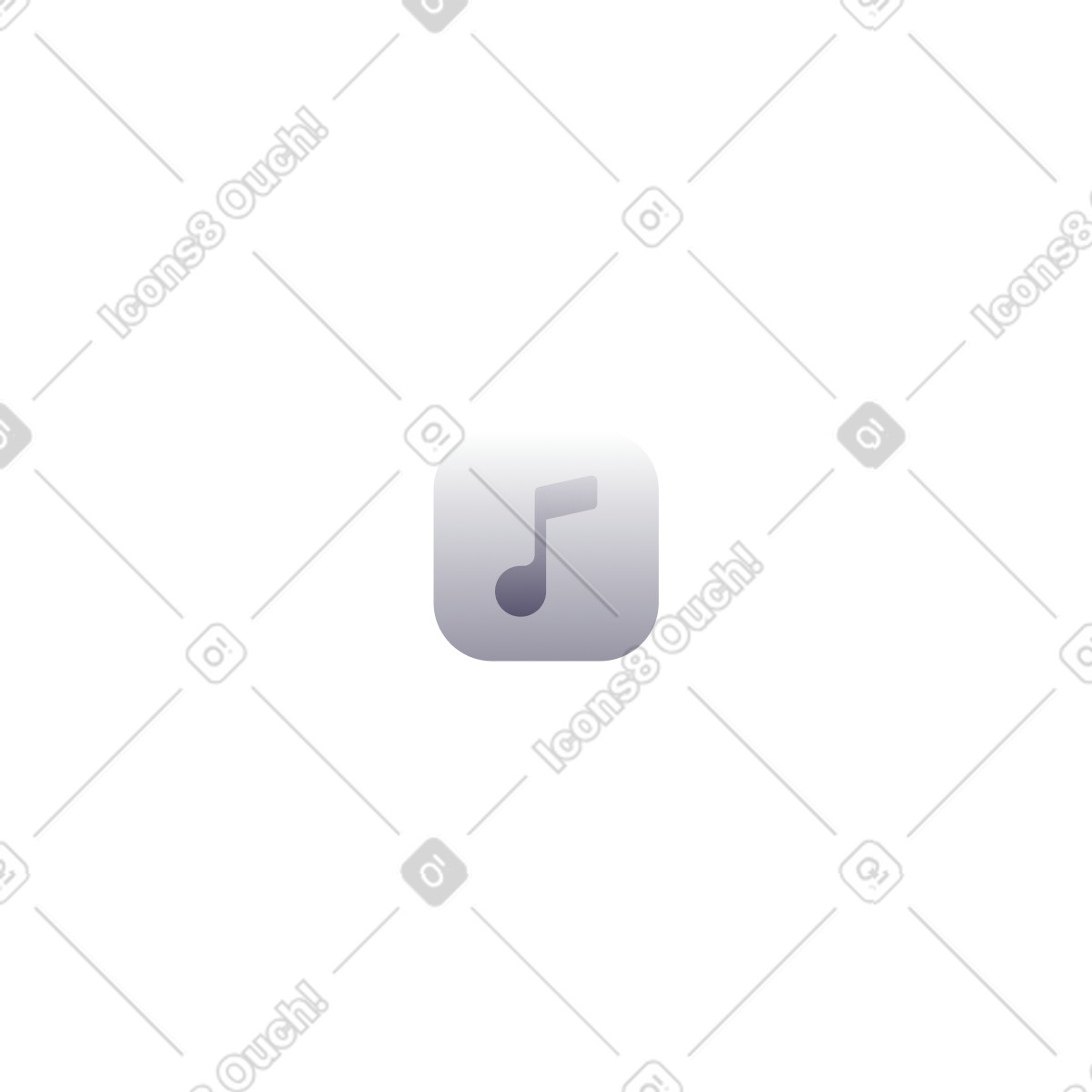 Ilustración Icono de nota musical en estilo Chromed a descargar en PNG y SVG