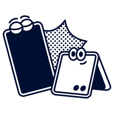 Two playful notepads with googly eyes - Blink style illustration