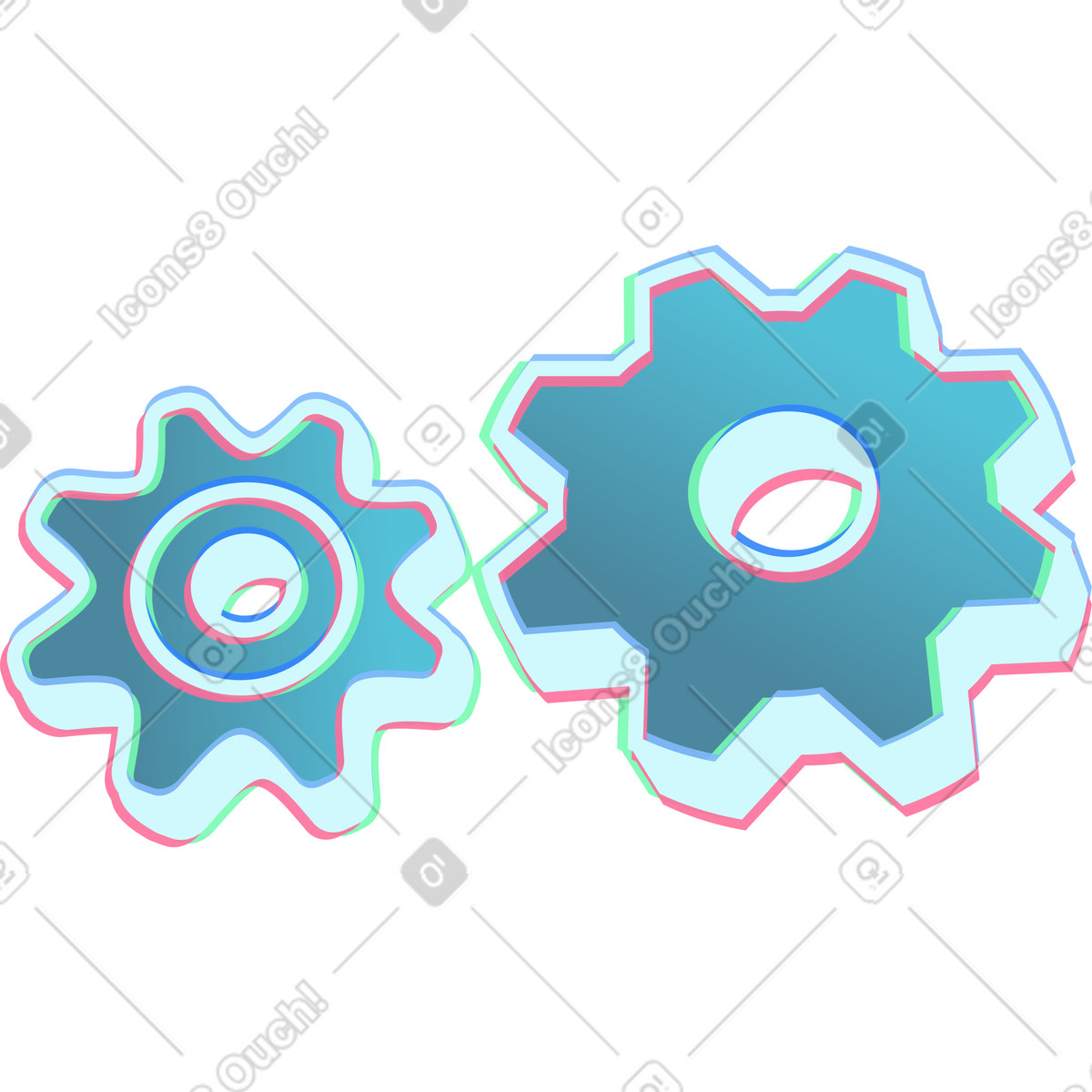 下载 Neon 风格的 两个齿轮 插画，支持 PNG、SVG 格式