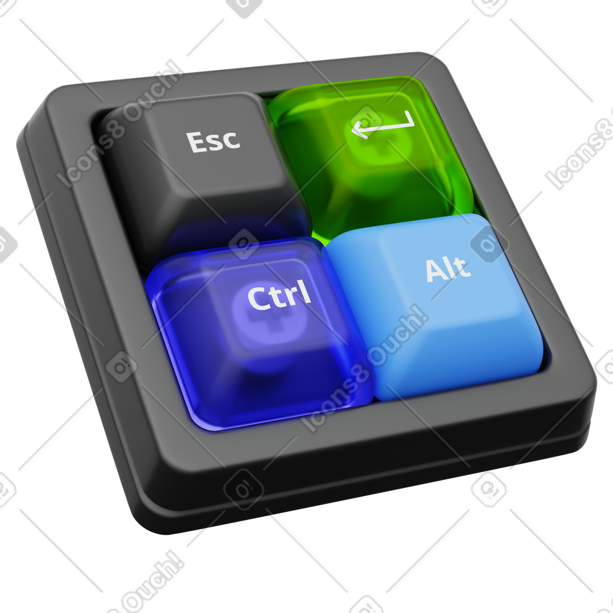 Tastierino macro di scelta rapida, tasti controllo esc invio, meccanico personalizzato illustrazione in stile 3D Playful scarica in PNG, SVG