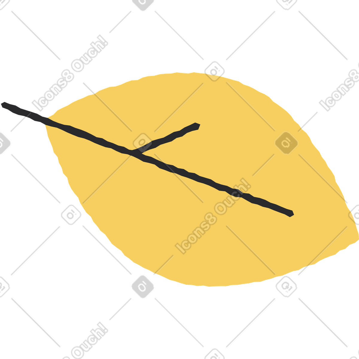 Ilustração de Folha amarela em no estilo Pablo para baixar em PNG, SVG
