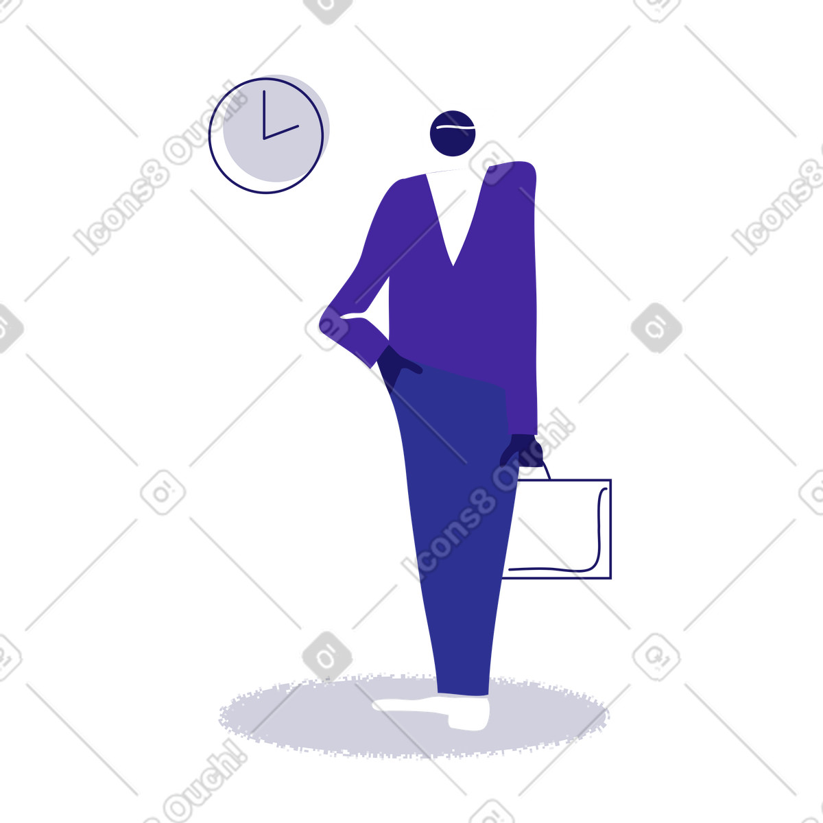 Office employee with briefcase waiting illustration in Experimental style download in PNG, SVG