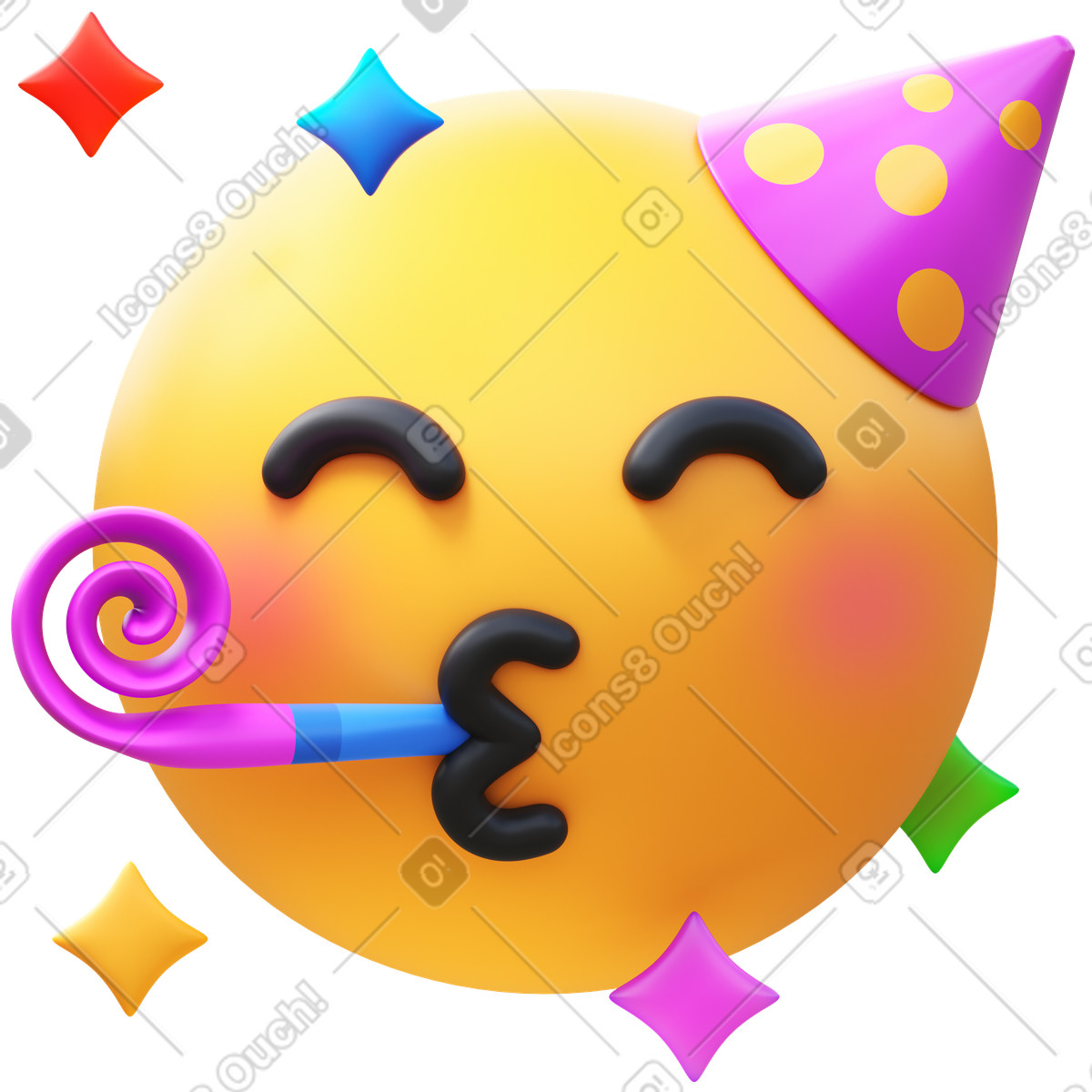 Иллюстрация Partying face в стиле 3D Fluency — скачать в форматах PNG, SVG