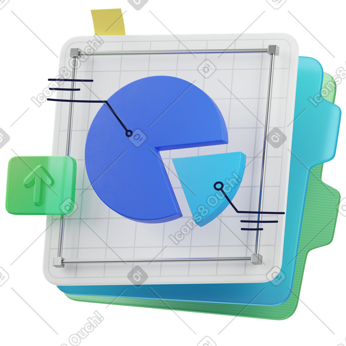 Business report and analytics, financial statistics performance tracking illustrazione in stile 3D Surfaced scarica in PNG, SVG