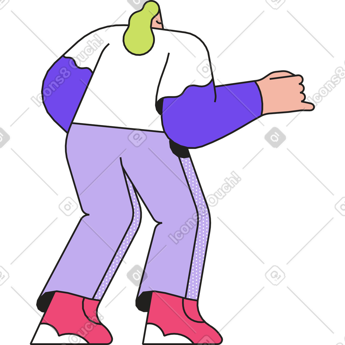 Ilustración Mujer parada de espaldas en estilo Dazzle a descargar en PNG y SVG