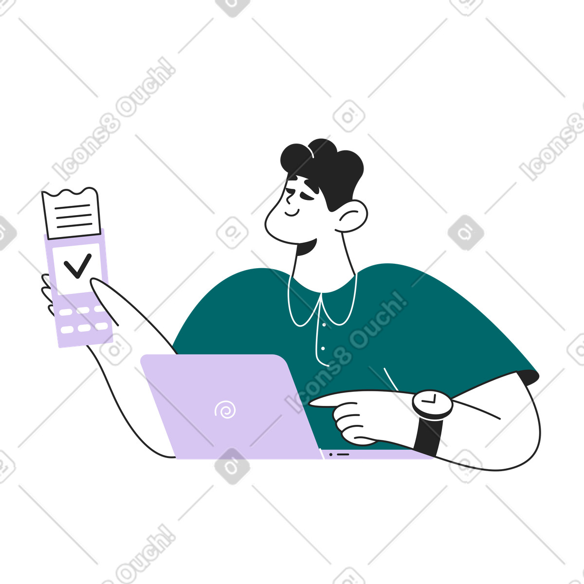 Digital payment confirmation, E-commerce successful purchase-Illustration im Sammy Line-Stil als Download in PNG, SVG