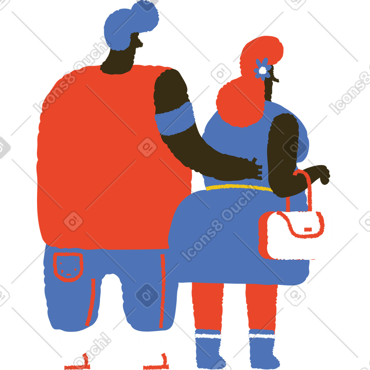 Ilustración Pareja en estilo Bermuda a descargar en PNG y SVG