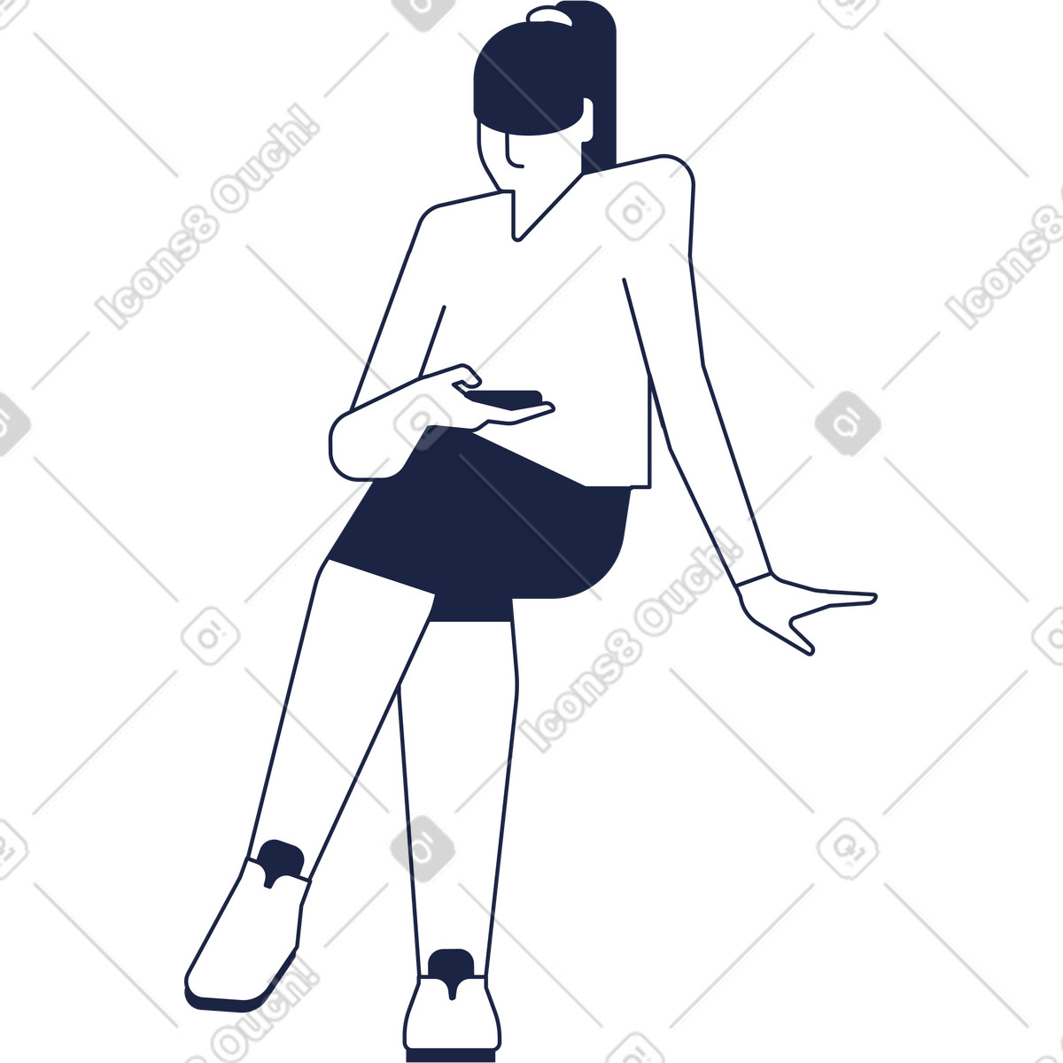 下载 Urban Line 风格的 有电话线的女人 插画，支持 PNG、SVG 格式