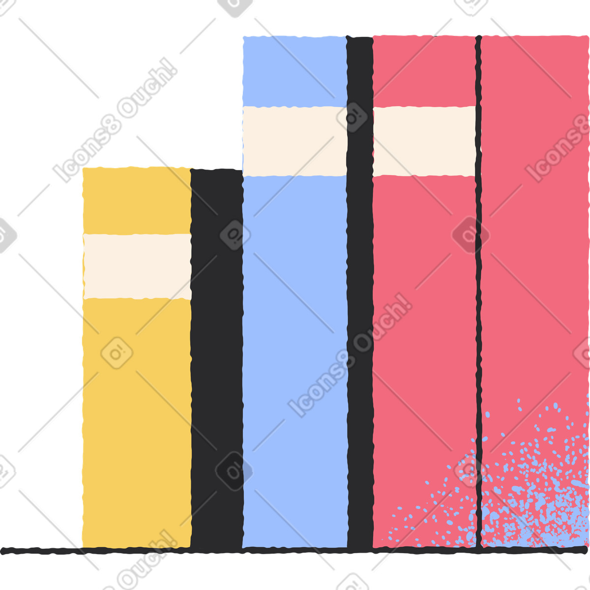 Books on shelf illustration in Pablo style download in PNG, SVG
