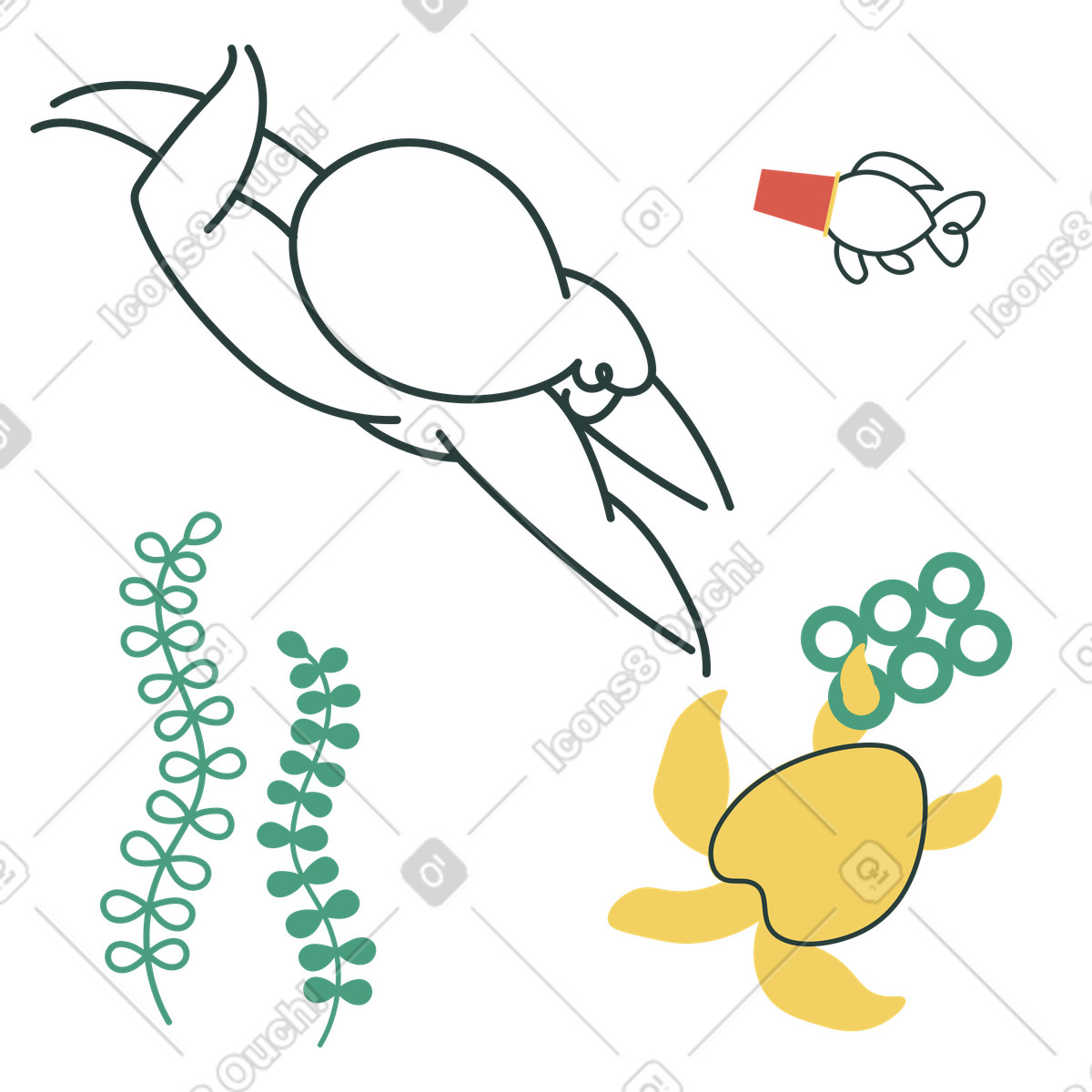 Ilustración Salvar el océano en estilo Macaroni a descargar en PNG y SVG