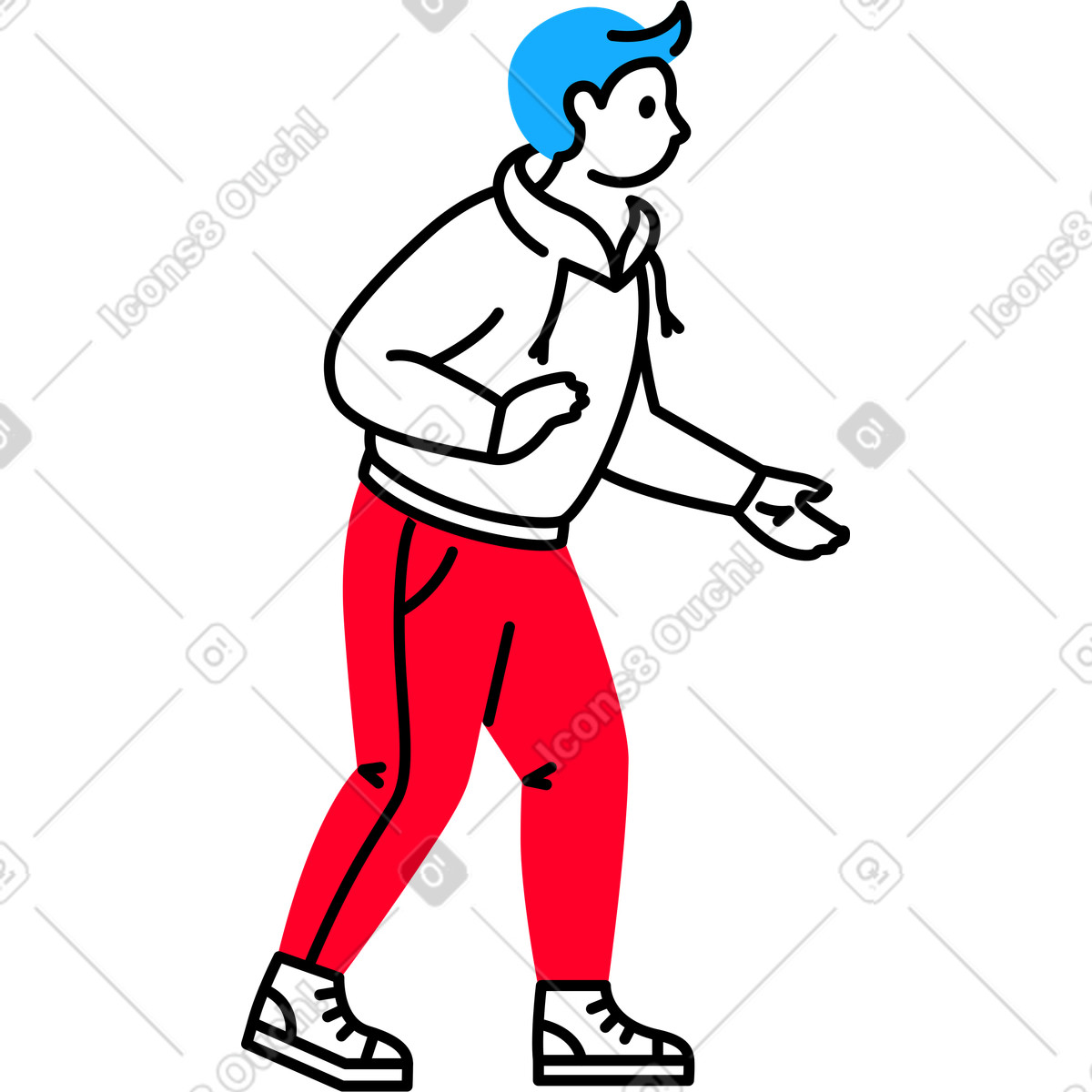 Uomo con la mano tesa illustrazione in stile Transistor scarica in PNG, SVG