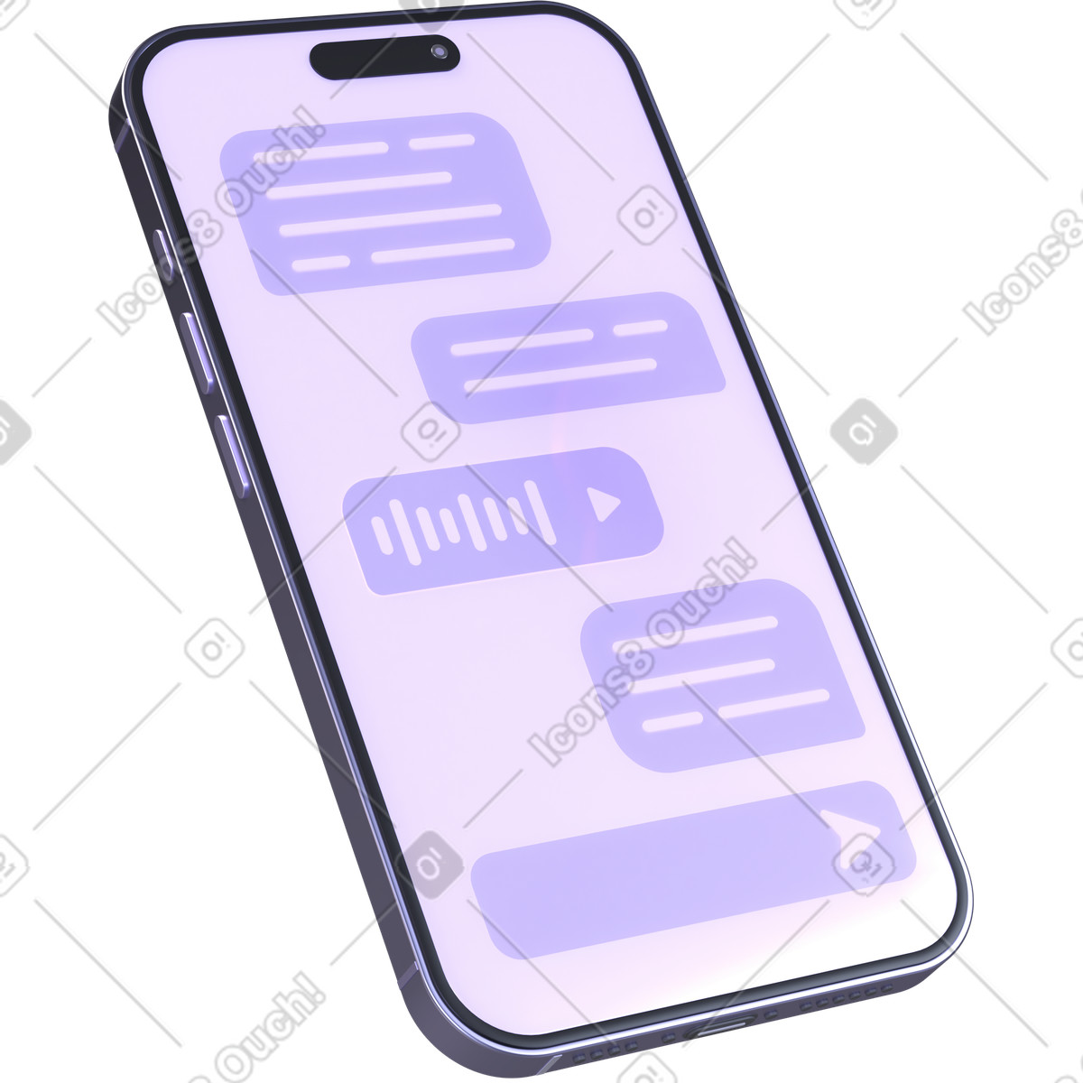 Phone with speech bubbles illustration in 3D Boost style download in PNG, SVG