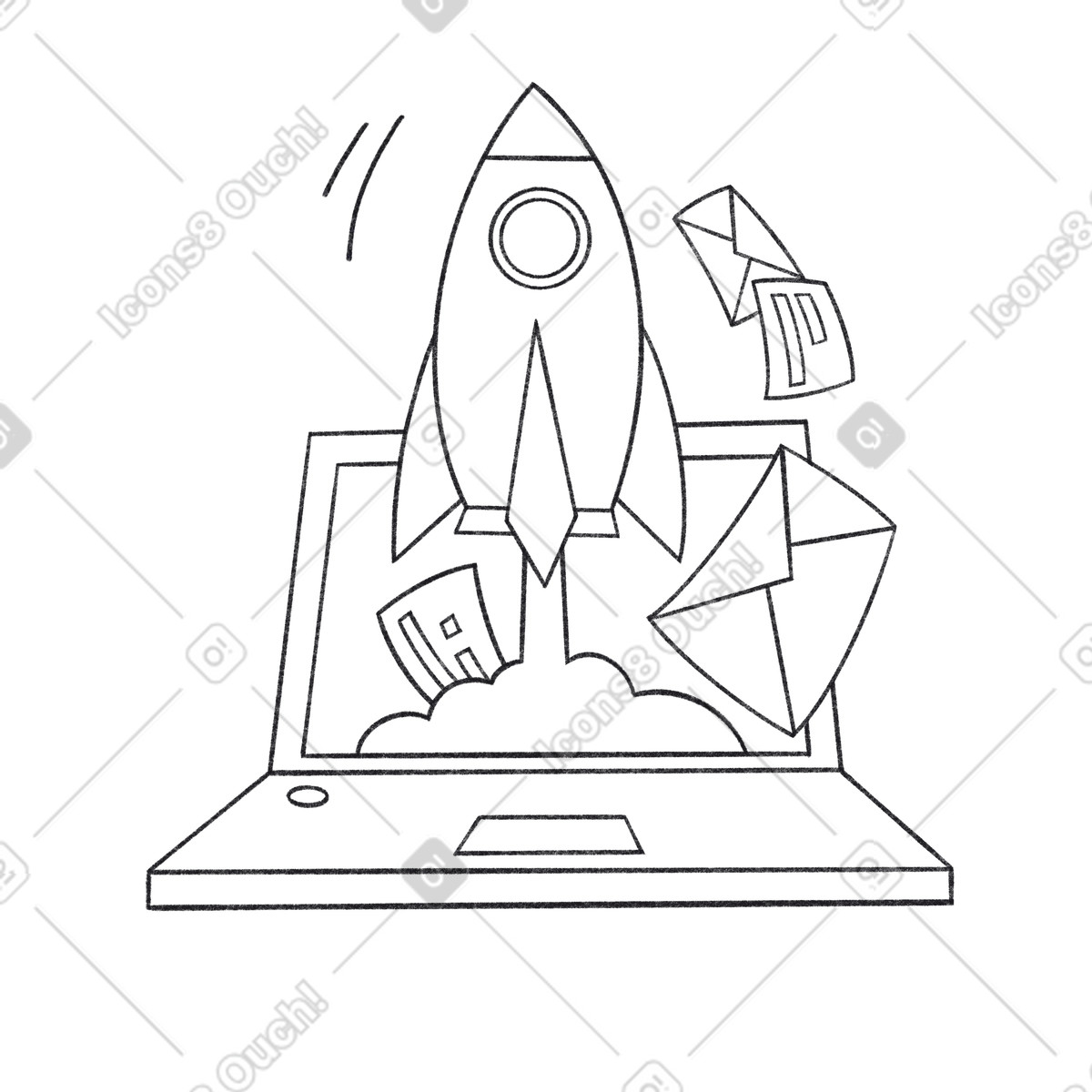 Invio rapido delle email illustrazione in stile Bonbon Line scarica in PNG, SVG