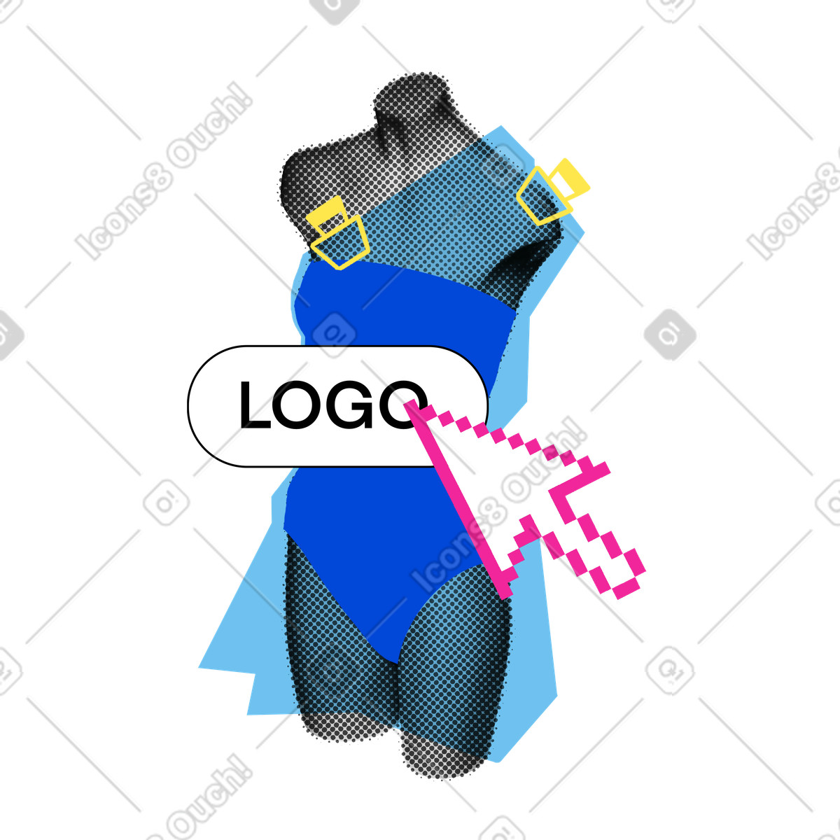 Fashion logo design with mannequin illustration in PNG, SVG