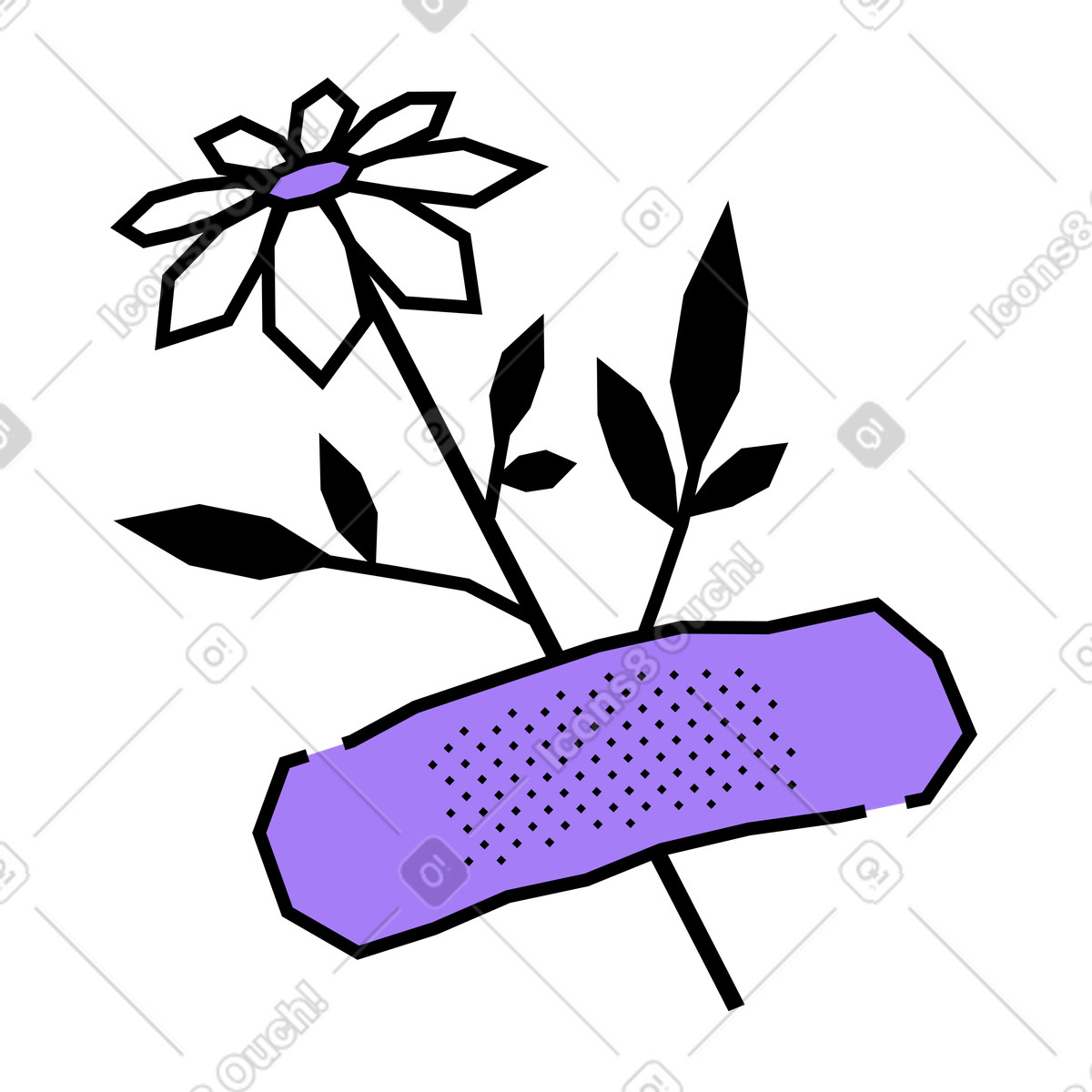 Ilustración Flower with band-aid, Healing and recovery concept en estilo Amethyst a descargar en PNG y SVG