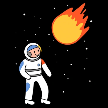 An astronaut with light skin and a space helmet stands in the vastness of space, gazing in awe at a massive solar flare erupting from the sun. The astronaut's suit is white with patches of blue and red, reflecting the intense light of the solar flare. The flare is bright orange and yellow, contrasting against the dark, starry background of space. The astronaut’s face expresses wonder, with the visor of the helmet slightly reflecting the brilliance of the flare, and stars twinkling in the distance.