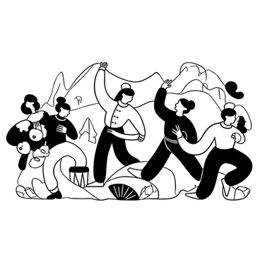 Performers executing a traditional Korean dance in vivid costumes