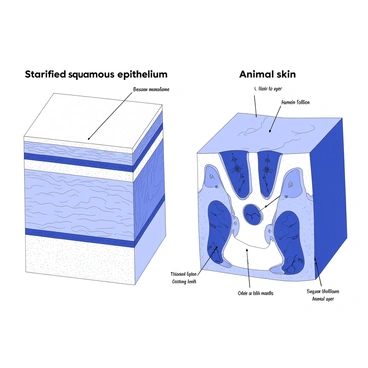 A comparison between human and animal skin, focusing on the stratified squamous epithelium