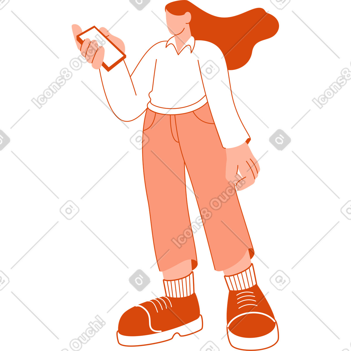 下载 Orange 风格的 电话的女人 插画，支持 PNG、SVG 格式