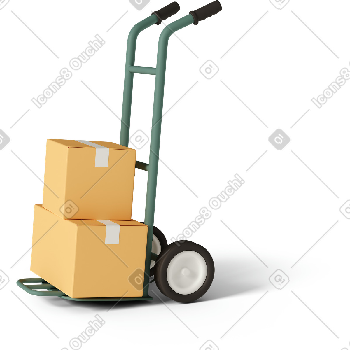 Ilustração de Trolley with two cardboard boxes em no estilo 3D Casual life para baixar em PNG, SVG