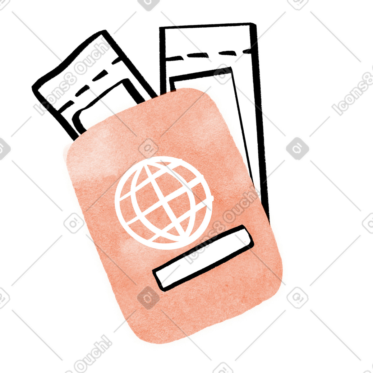 Ilustración Passport icon representing international travel document for global trips abroad en estilo Hand-drawn animation a descargar en PNG y SVG