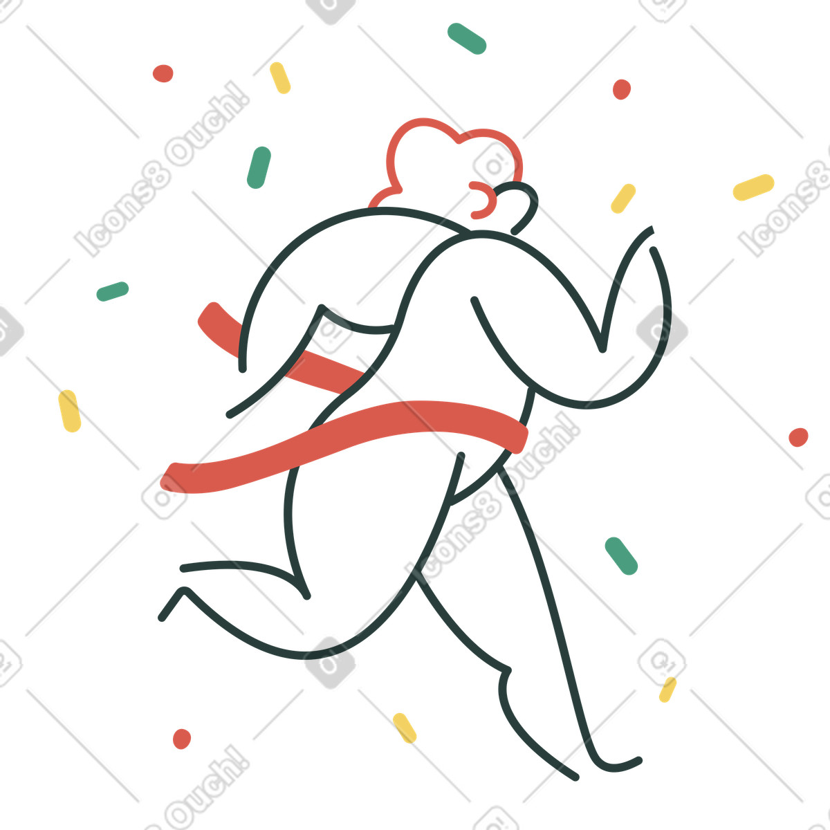 Macaroni スタイルの フィニッシュラインまで走る のイラストをPNG、SVG形式でダウンロード