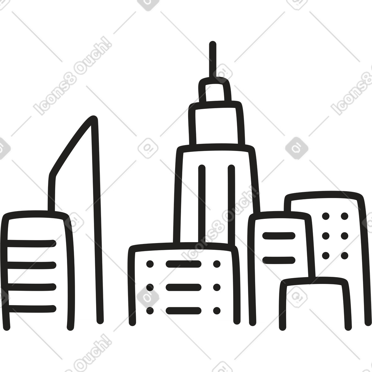 City illustration in PNG, SVG