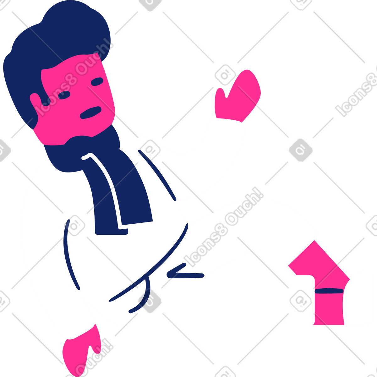 Cyborg スタイルの Sick man lies in pajamas のイラストをPNG、SVG形式でダウンロード