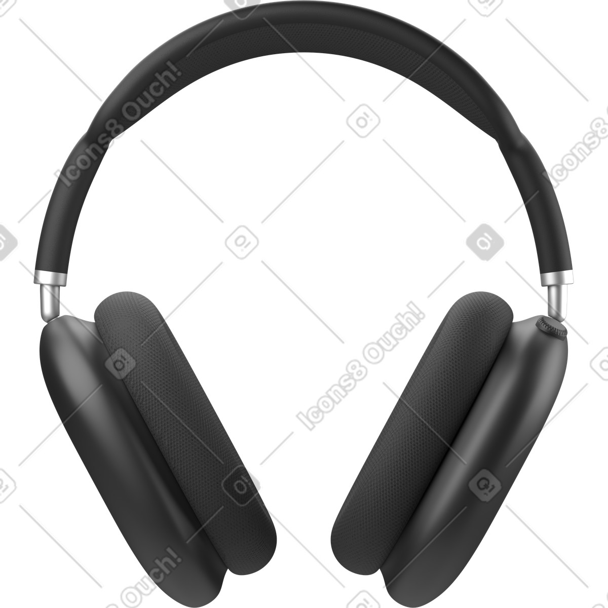 Black headphones front view illustrazione in stile 3D Business scarica in PNG, SVG