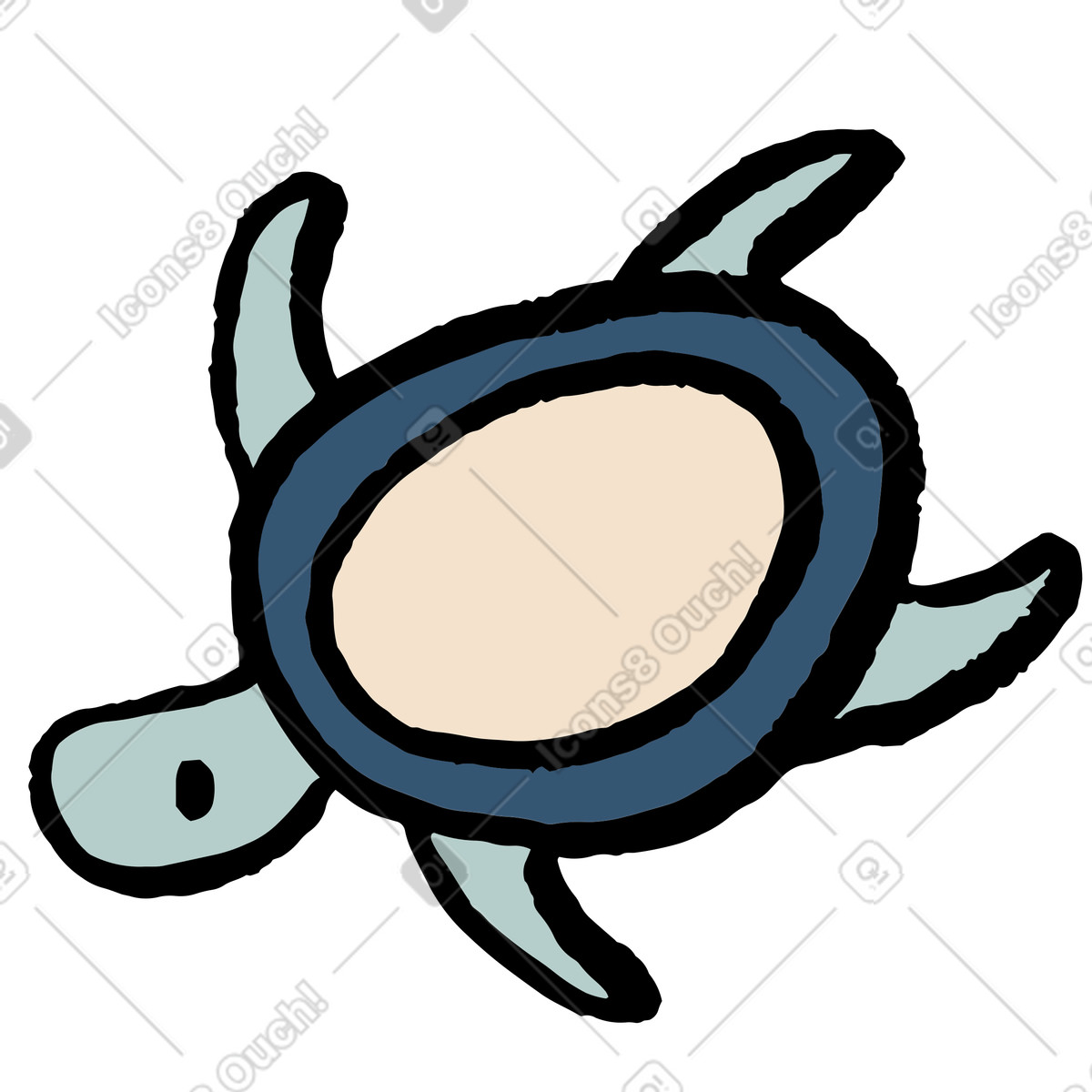 Turtle illustration in Scandi style download in PNG, SVG