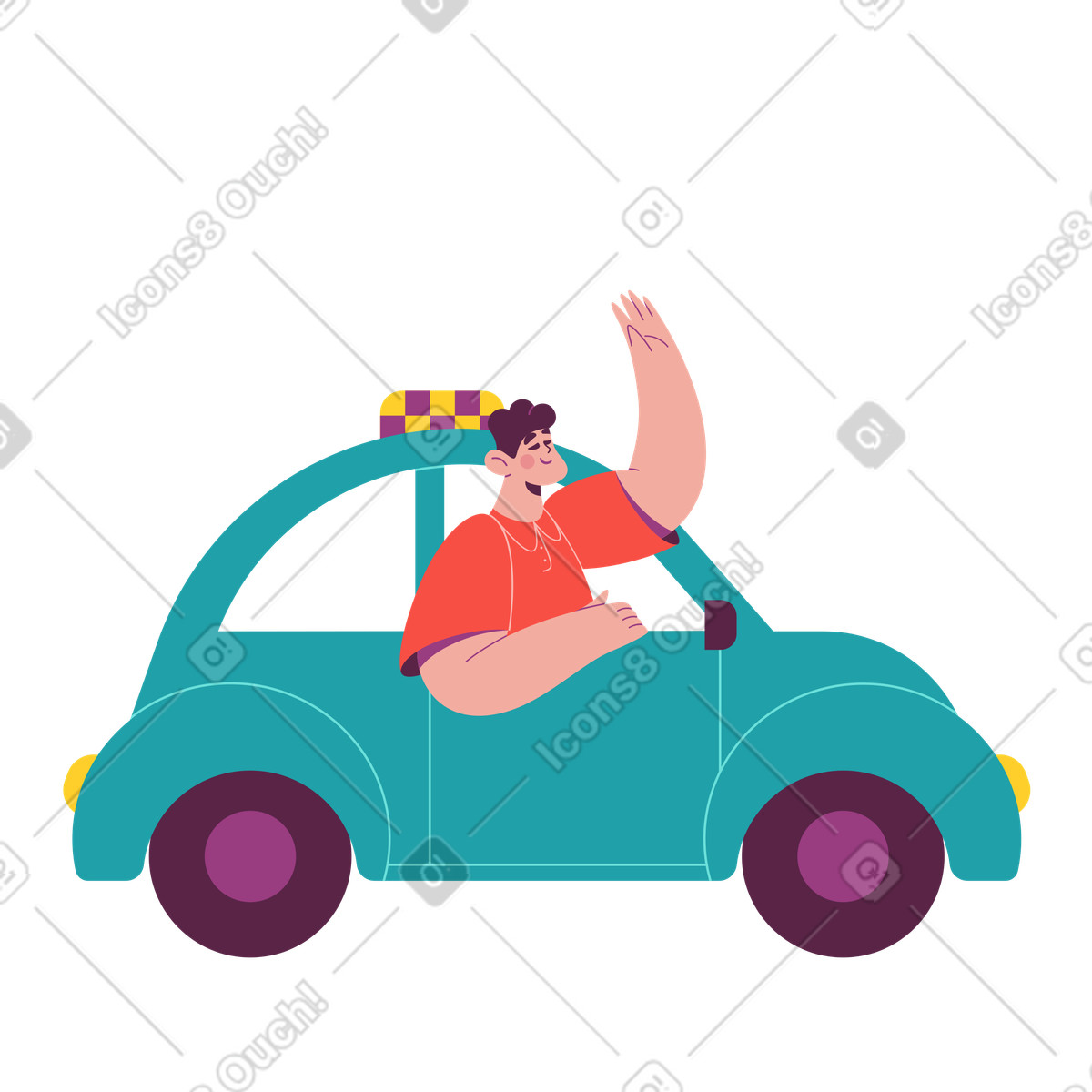Driver in a cab illustration Sammy style download PNG, SVG