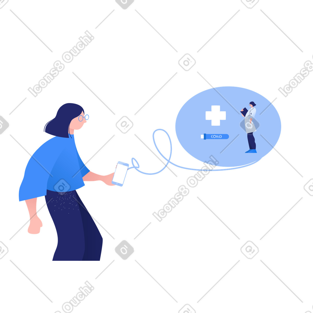 Der arzt hat mir eine nachricht geschickt-Illustration im Clip-Stil als Download in PNG, SVG
