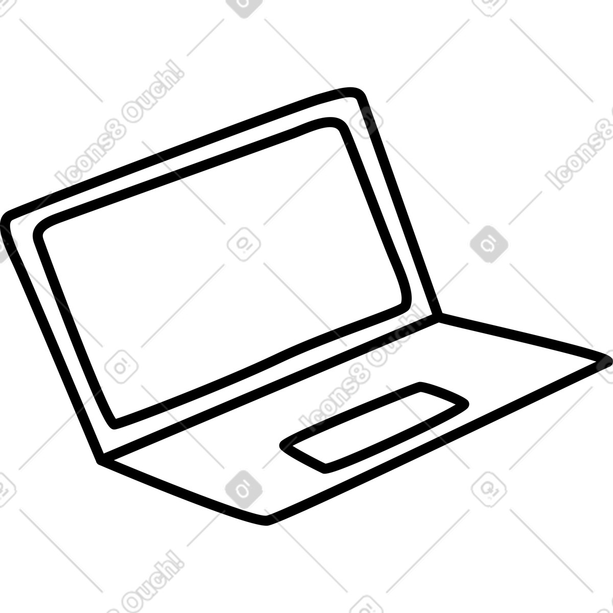 Line-laptop-Illustration im Rocky-Stil als Download in PNG, SVG