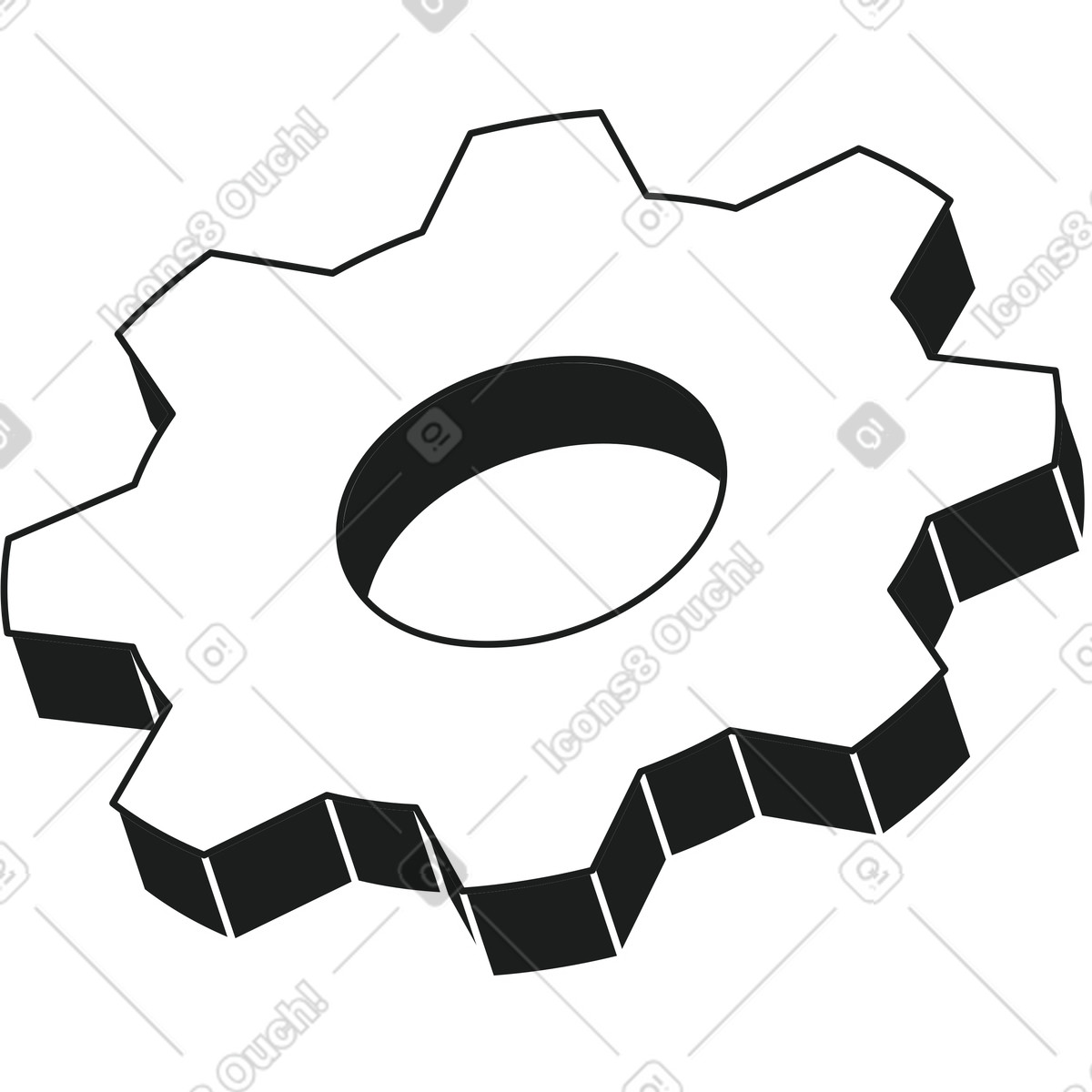 Gear wheel illustration in Strict style download in PNG, SVG