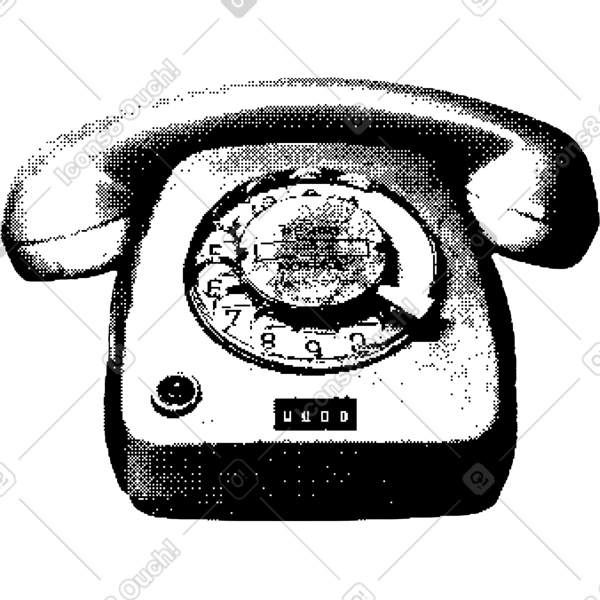 Ilustração de Telefone velho em no estilo Bitmap para baixar em PNG, SVG