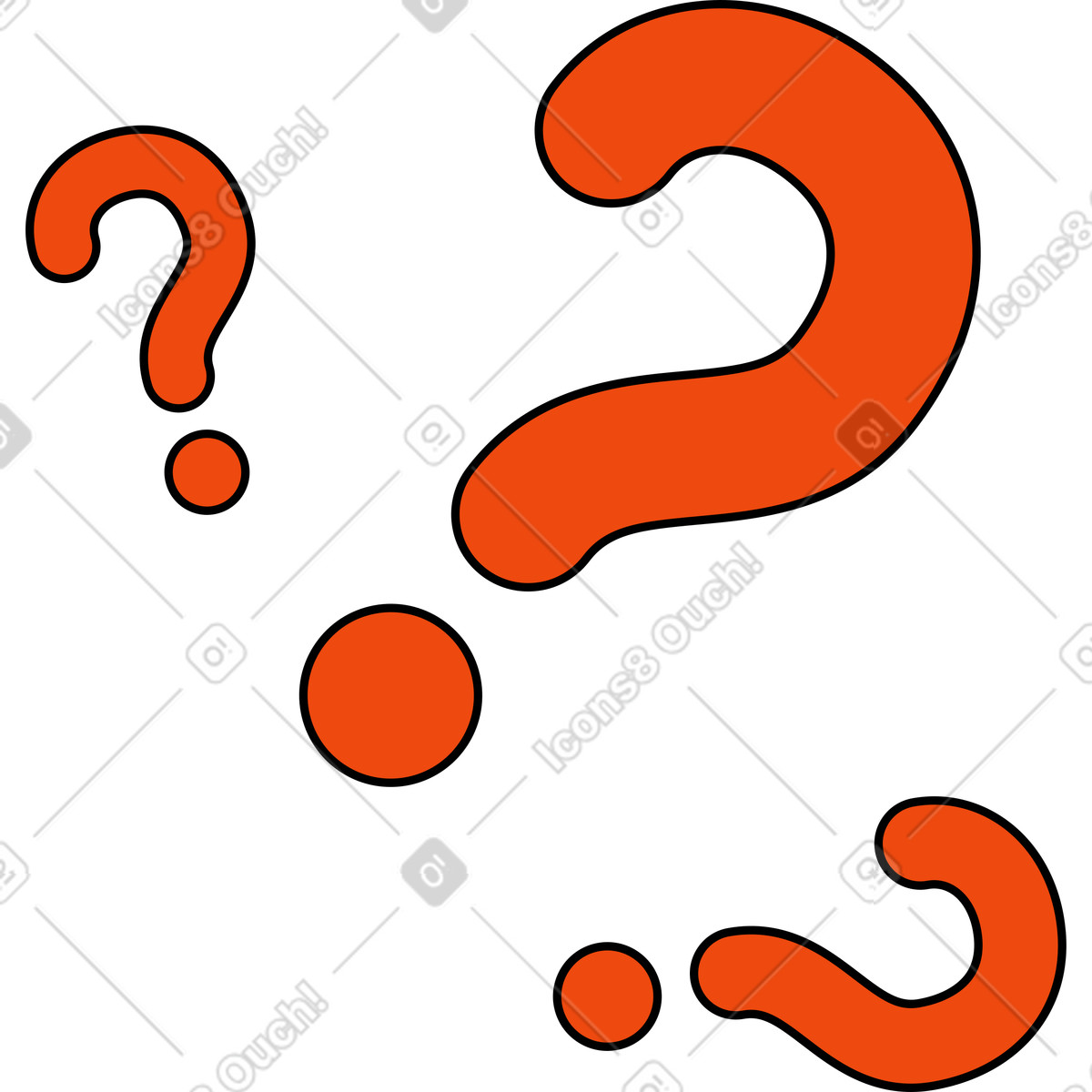 Three question marks arc animated illustration in Bloom style download in GIF, Lottie (JSON), AE