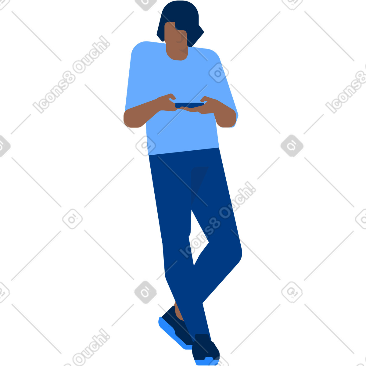 Man standing and looking at smartphone illustration in Urban style download in PNG, SVG