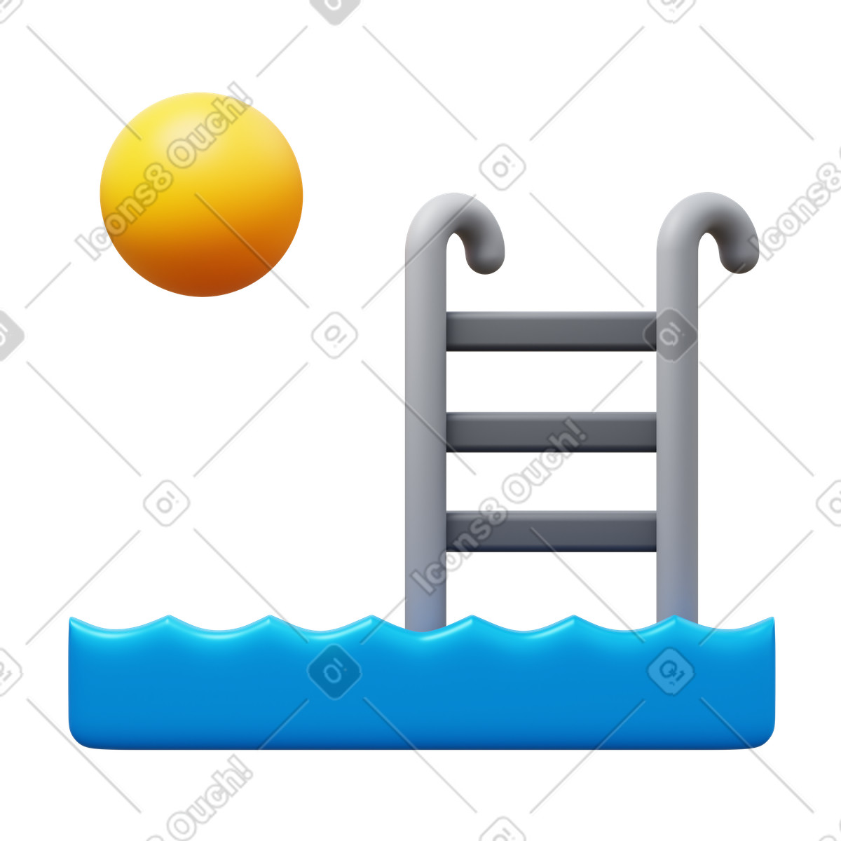 Outdoor swimming pool illustration in 3D Fluency style download in PNG, SVG