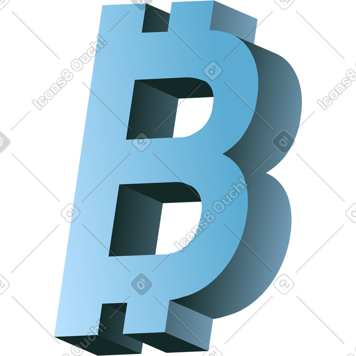 Ilustración Símbolo de bitcoin en 3d estilo Concept a descargar PNG y SVG