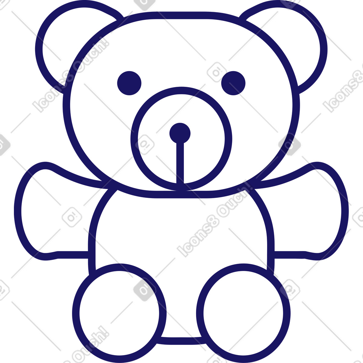 Teddy bear stuffed toy illustration in Matey style download in PNG, SVG