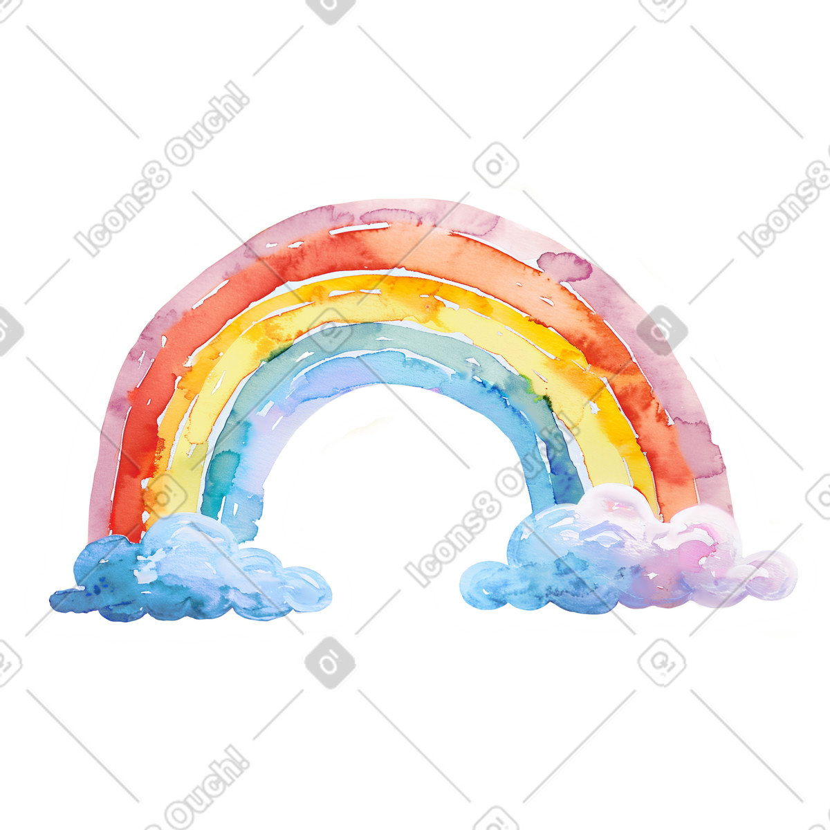 Illustration Arc en ciel dans les nuages le style Watercolor à télécharger aux formats PNG, SVG