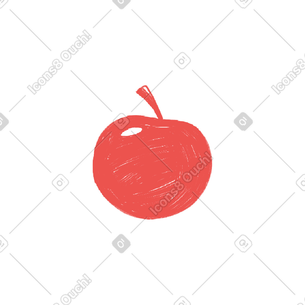 Red apple illustration in Biro style download in PNG, SVG