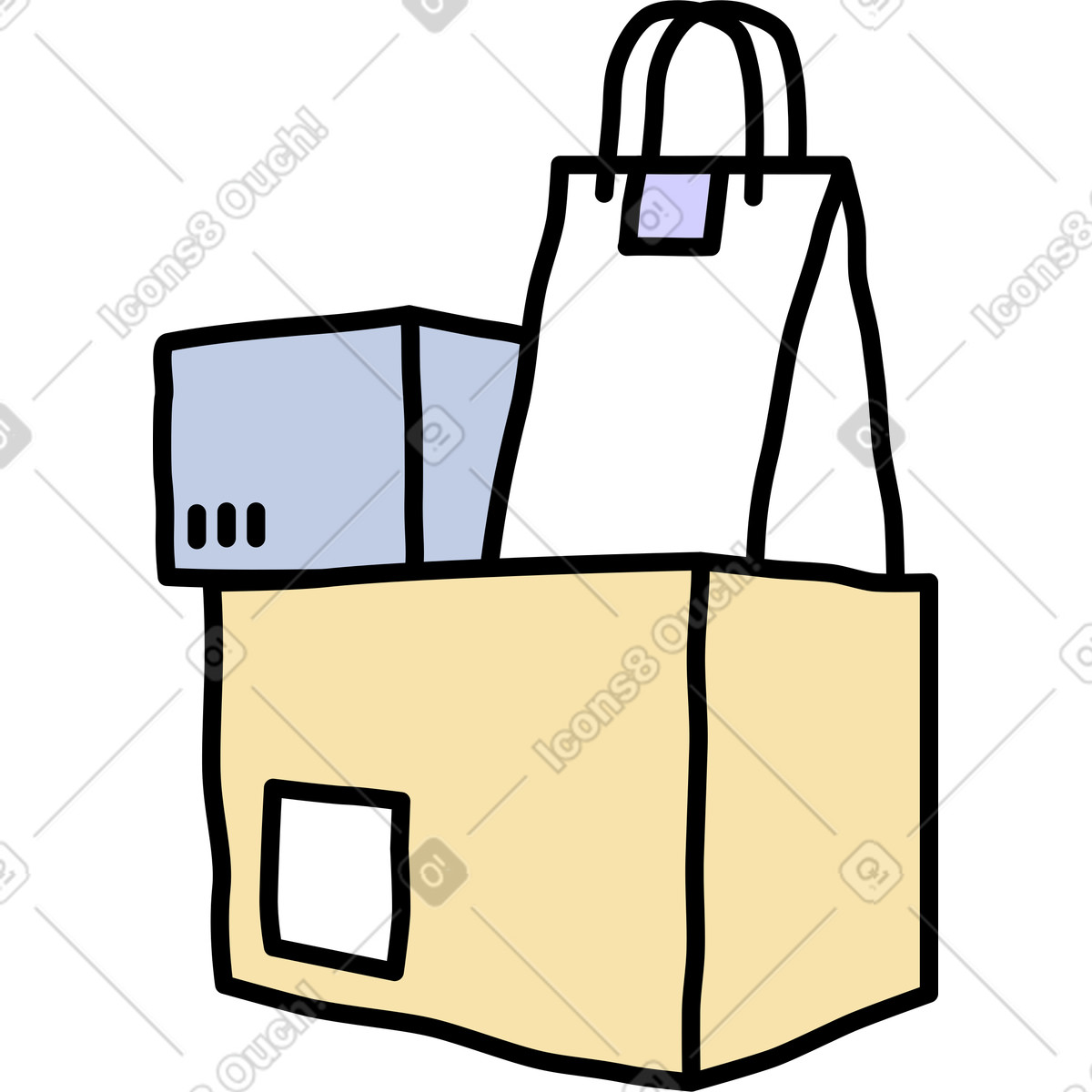 Boxes and package illustration in Notes style download in PNG, SVG