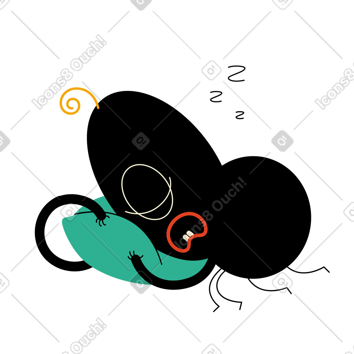 Illustration Le personnage dort alors revenez plus tard dans style Jelly à télécharger aux formats PNG, SVG