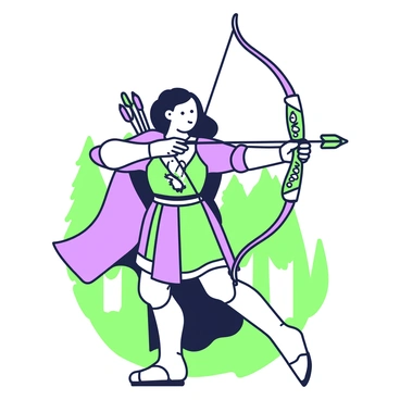 A fantasy archer with magical arrows glowing as they draw back their bowstring