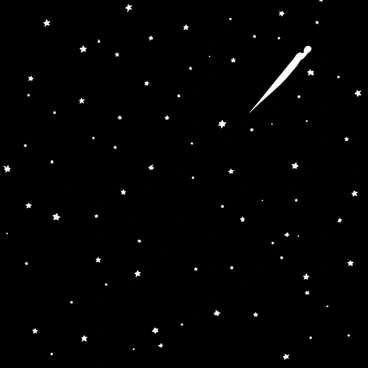 A clear night sky filled with numerous bright stars, twinkling against the vast black background. A prominent comet is streaking across the scene, leaving a long, luminous tail behind it. The stars vary in size and brightness, creating a sense of depth in the sky.