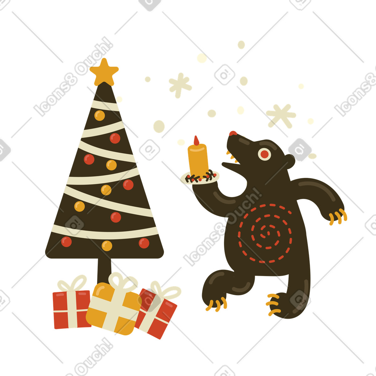 Christmas mood illustration in Arabica style download in PNG, SVG