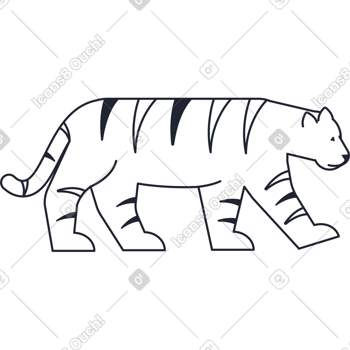 Tigre illustrazione in stile Pablita scarica in PNG, SVG