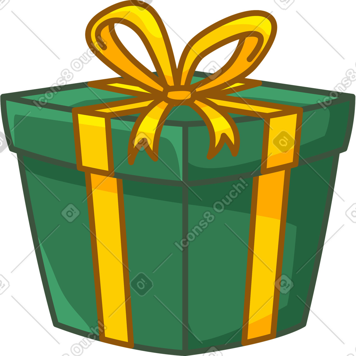 Grüne geschenkbox mit gelbem band-Illustration im Festicon-Stil als Download in PNG, SVG