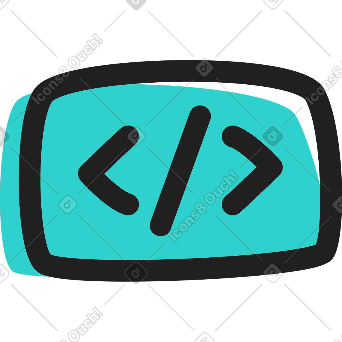 Illustration Icône de code dans le style Little à télécharger aux formats PNG, SVG